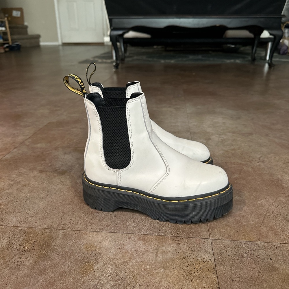 Dr. Martens White Platform Chelsea Boots